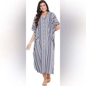 Ladies Kaftans Kimono Maxi Style Dresses Long Printed Caftan Beach Dress ptp 37”